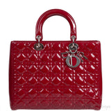 Lady Dior Red Patent Quilted Bag PHW