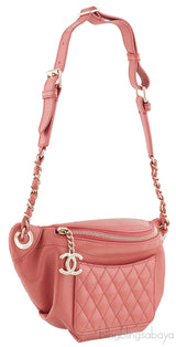 Fanny Pack Pink Lambskin Waist Belt Bag