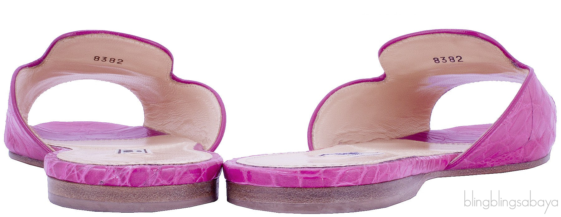 Fuchsia Croc Print Open Toe Slide