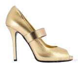 Gold Peep Toe Pump