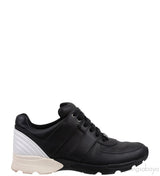 Bi-color White and Black Leather Men Sneakers