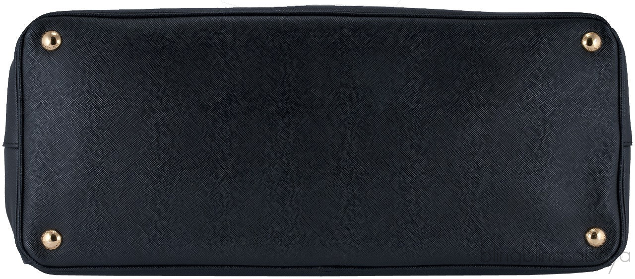 Black Saffiano Double Zip Large Tote