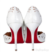 White Laser Cut Pointed Toe Heels