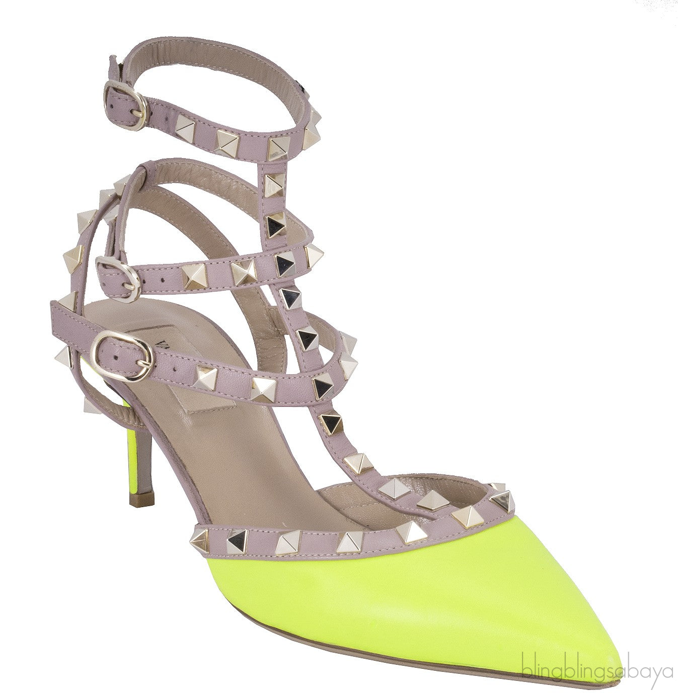 Lime Rockstuds Leather Pump