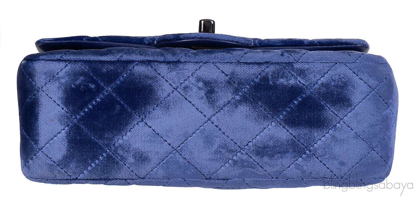 Chanel Velvet blue Mini Flap Bag