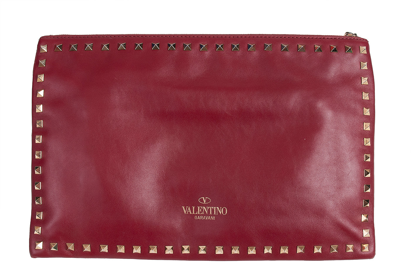 Dark Red Rockstud Large Clutch
