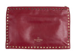 Dark Red Rockstud Large Clutch