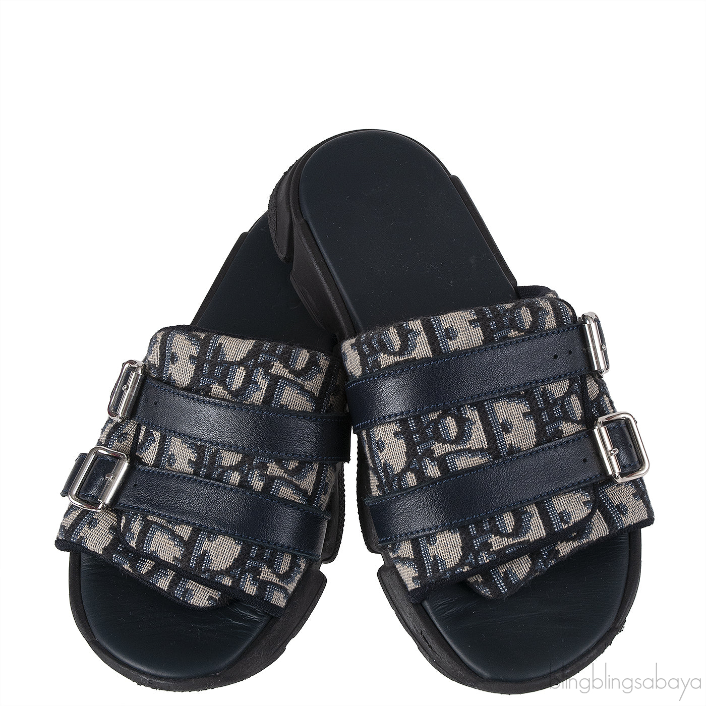 Beige and Black Dior Oblique Technical Kids Jacquard Sandals