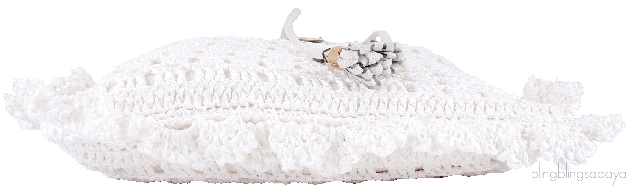 White Crochete Raffia Bag