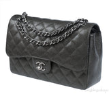 Chanel Charcoal Grey Caviar Jumbo Flap Bag