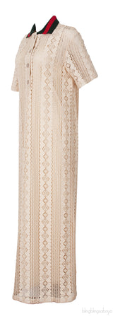 GG Stripe Lace Polo Dress