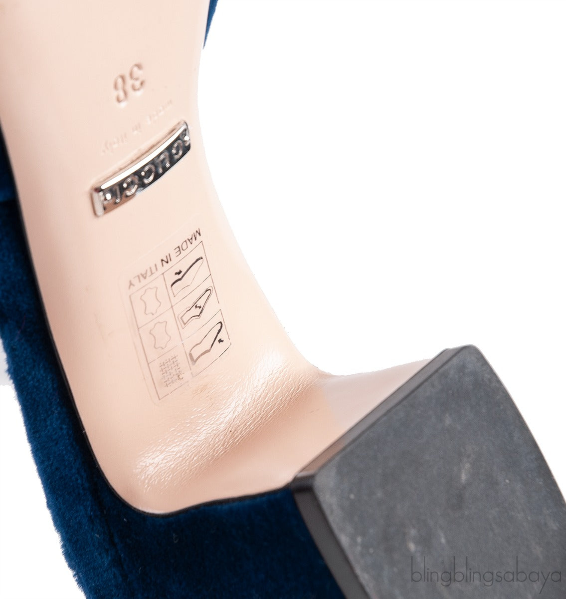 Gucci Blue Velvet G Crystal Madelyn Mules