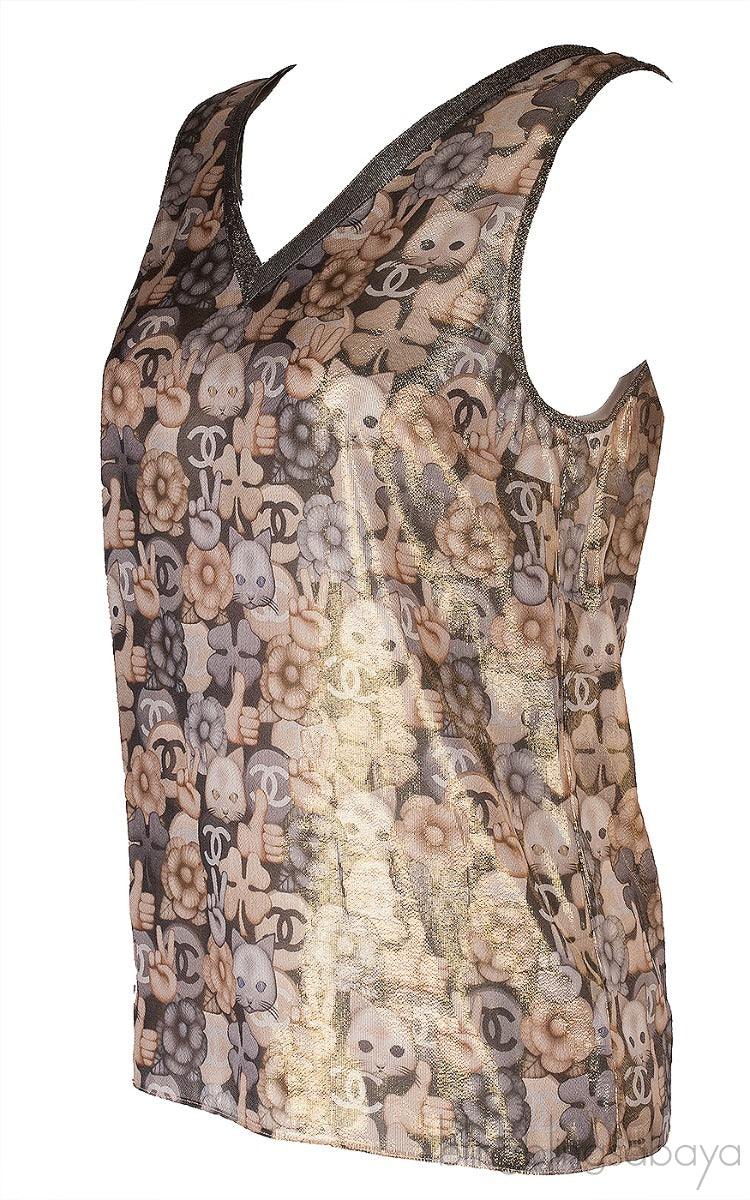 Metallic Gold CC Printed Top