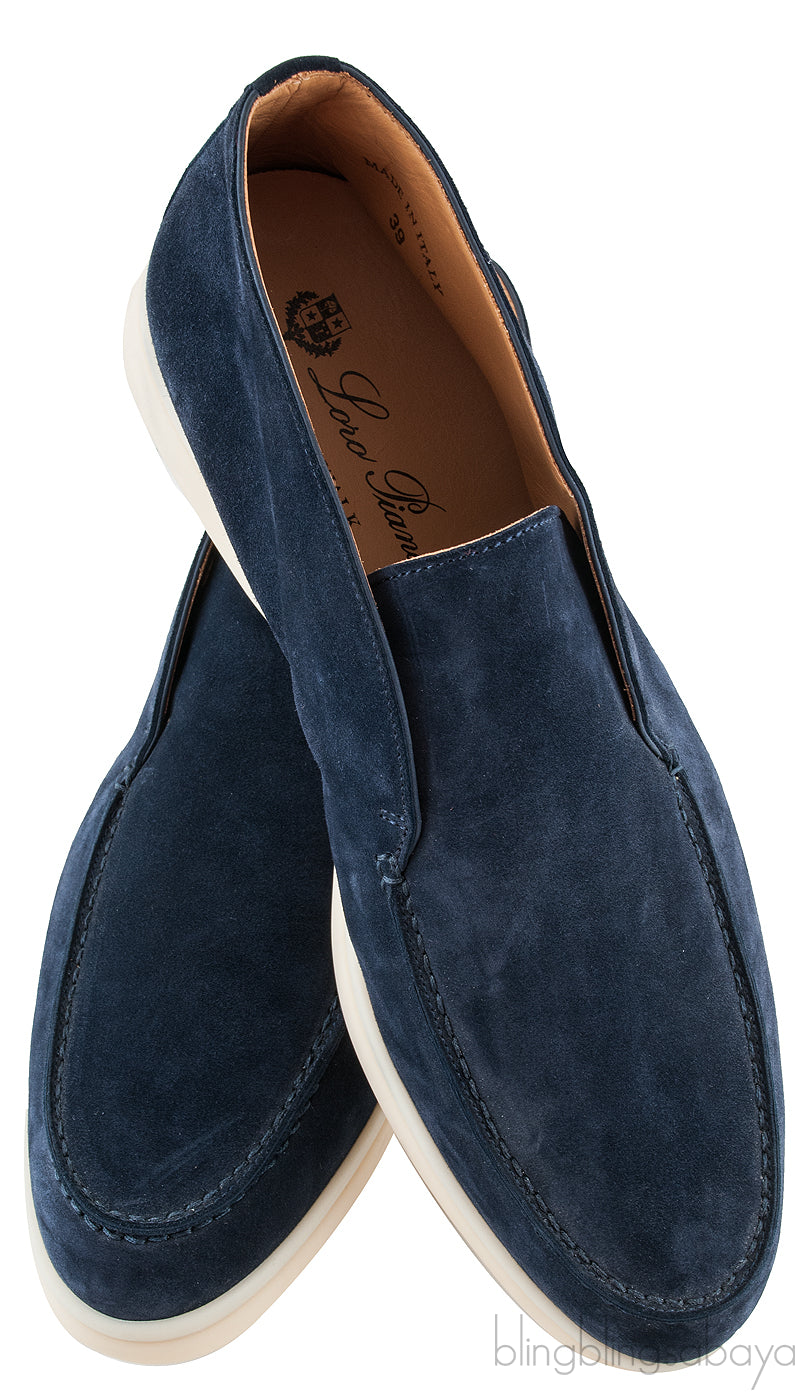 Navy Blue Open Walk Suede Loafer
