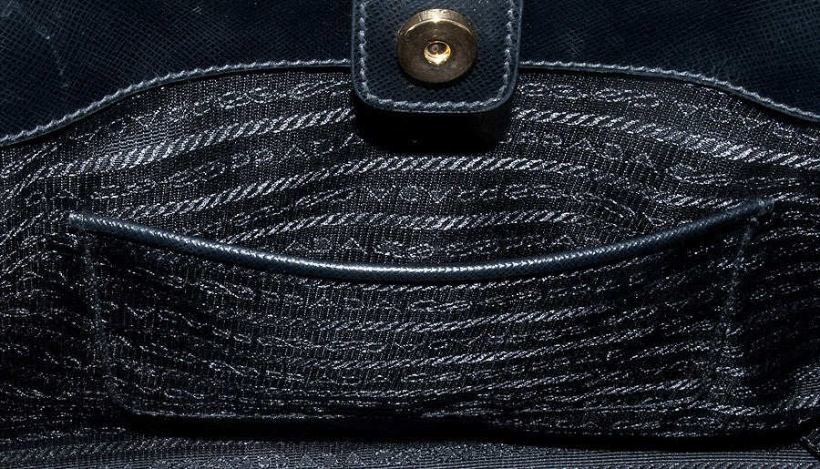 Black Saffiano Lux Leather Tote