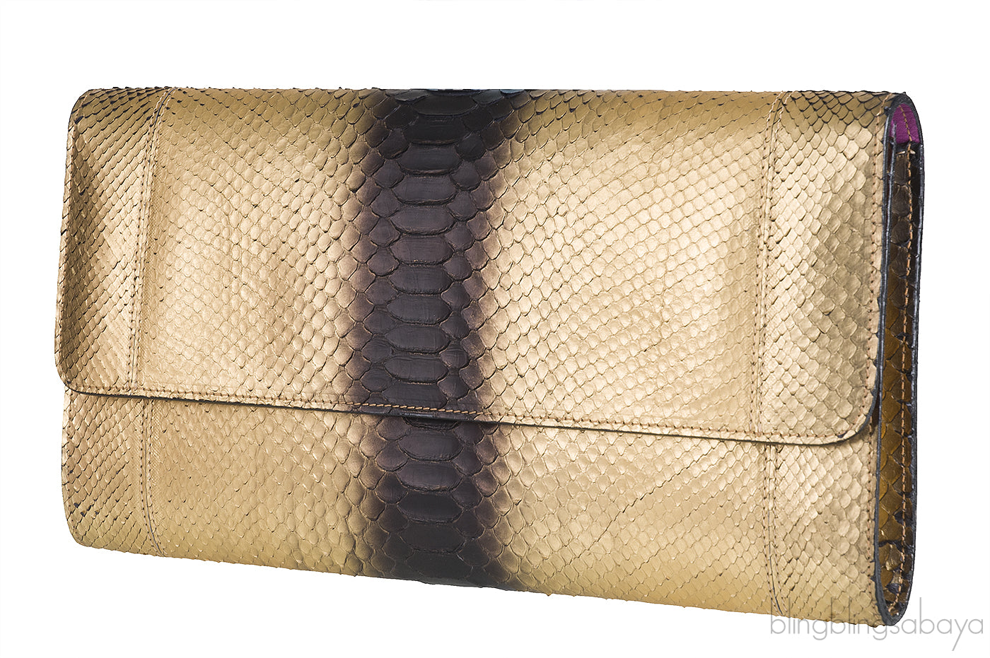 Gold & Black Python Clutch