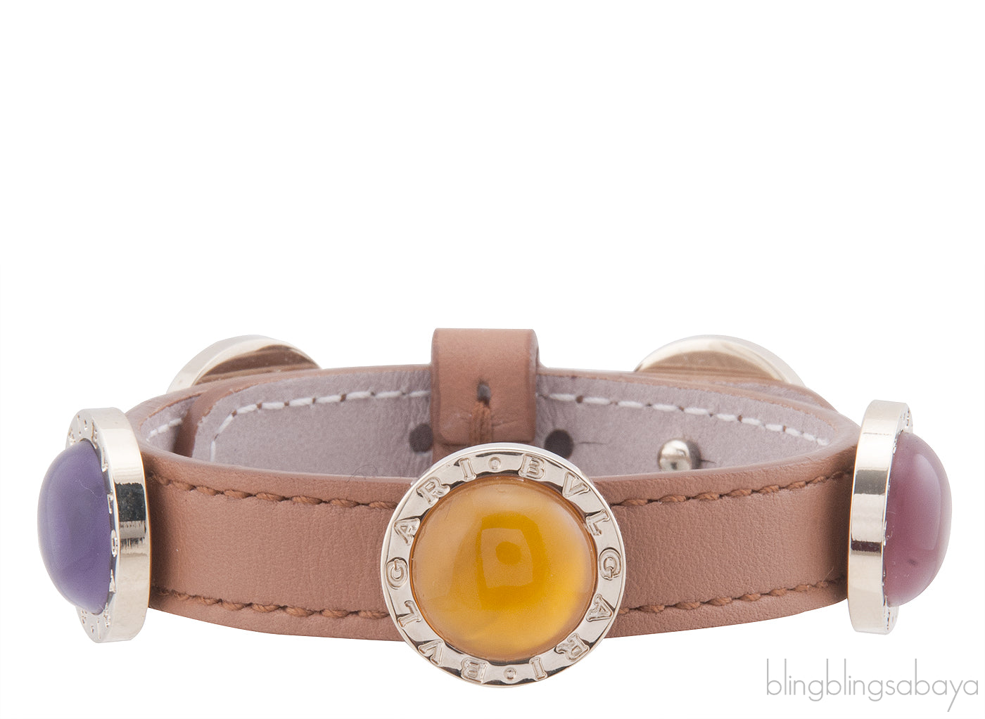 Multi-color Stone Leather Bracelet