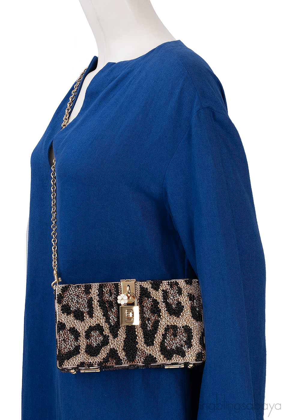 Dolce & Gabbana Leopard Crystal Hard Clutch Shoulder Bag