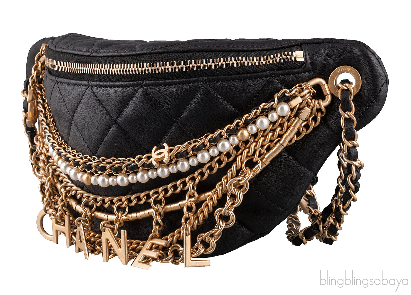 Lambskin Quilted Chain Belt Bag
