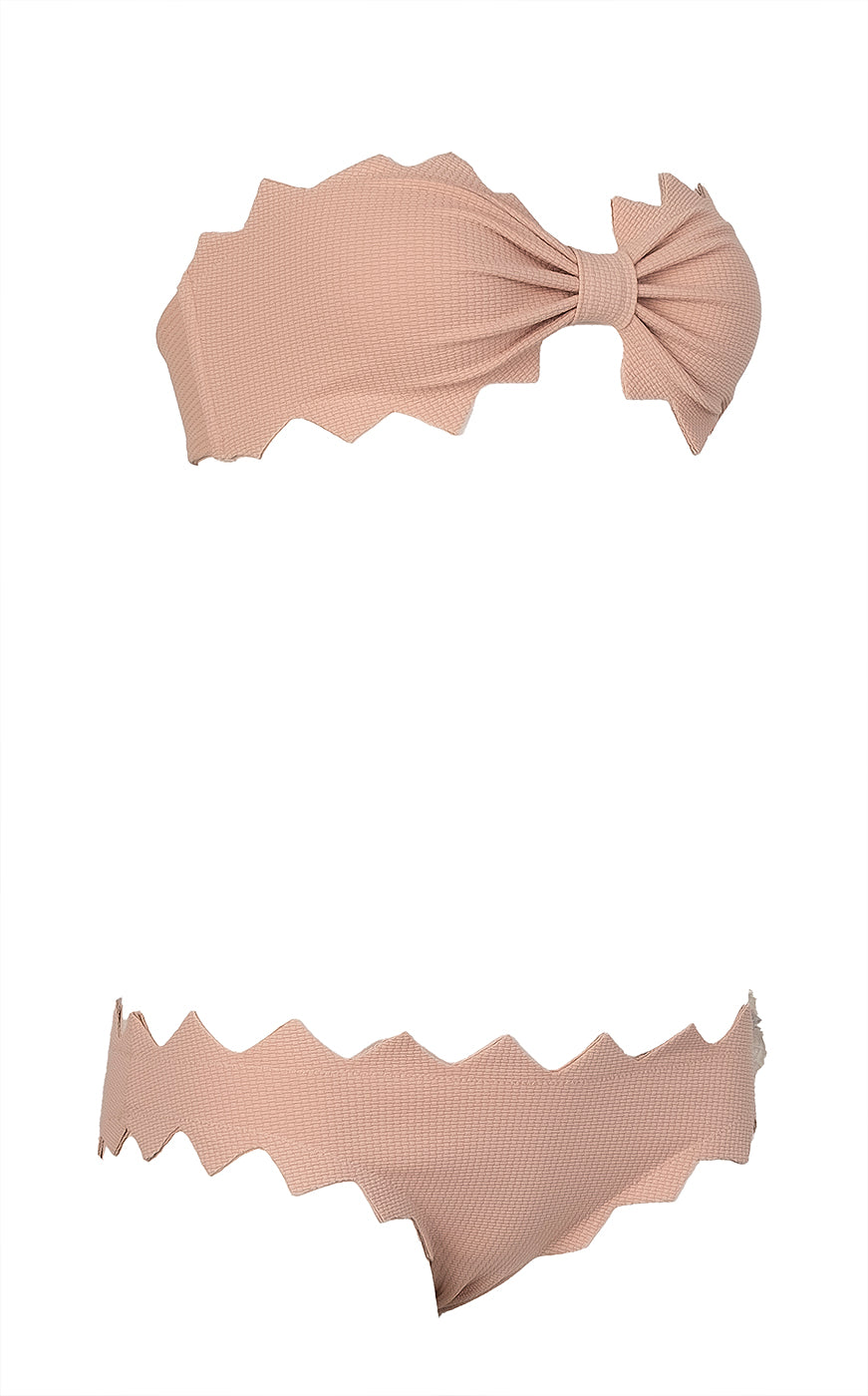 Marysia Scallop Edge Top & Bikini Beige