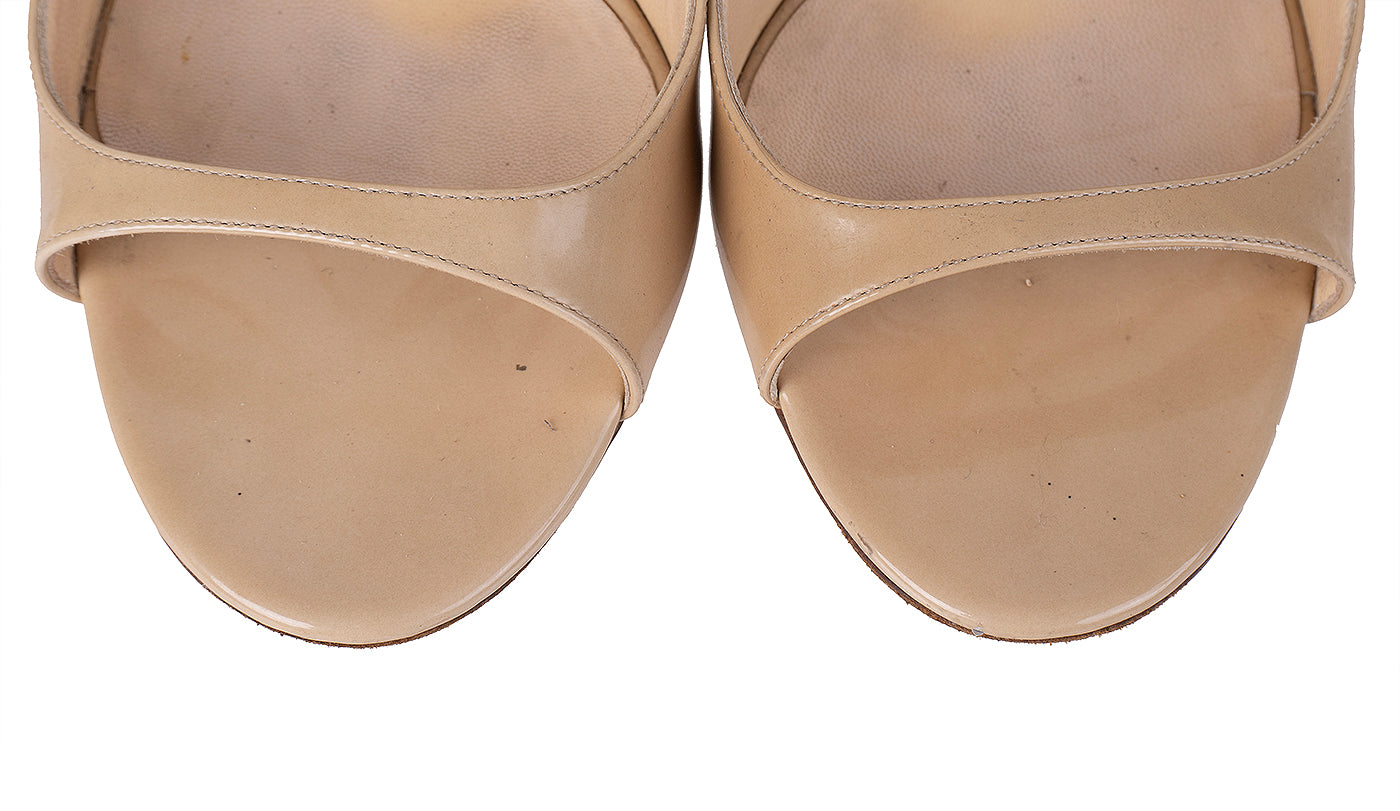 Jimmy Choo Beige Azia Strappy Leather Heels 41