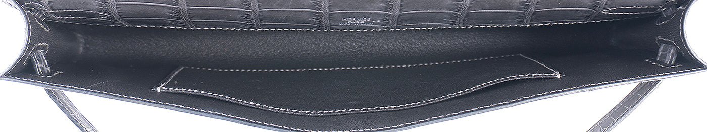Hermes Kelly Cut Matte Grey Niloticus Crocodile PHW