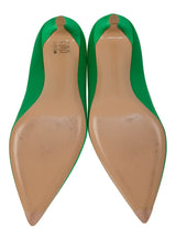 Gianvito Rossi Green Satin Pointed Toe Heels