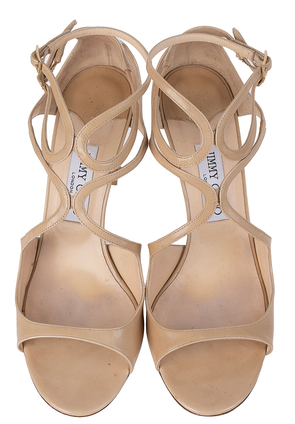 Jimmy Choo Beige Azia Strappy Leather Heels 41