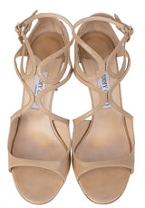 Jimmy Choo Beige Azia Strappy Leather Heels 41