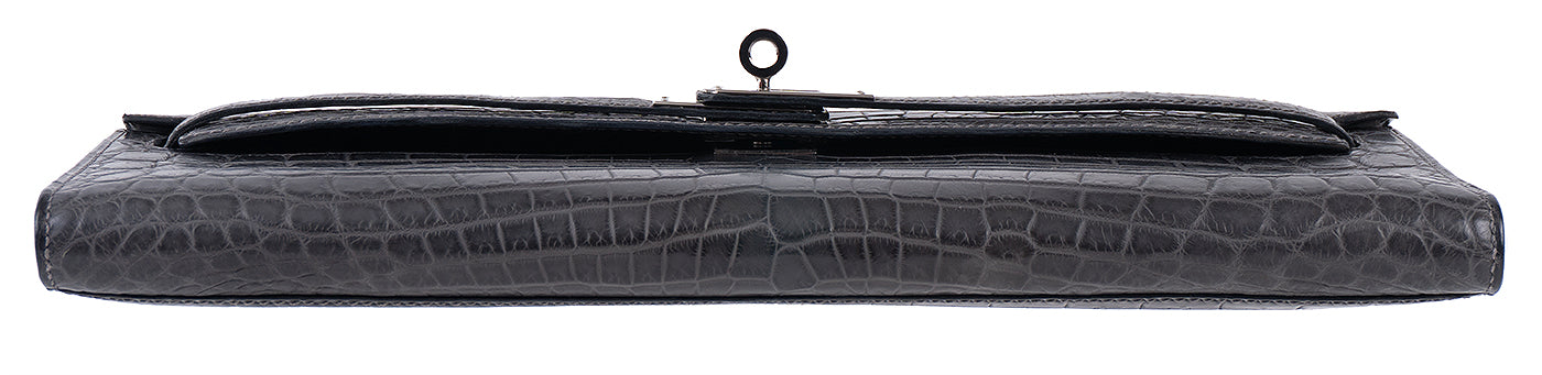 Hermes Kelly Cut Matte Grey Niloticus Crocodile PHW