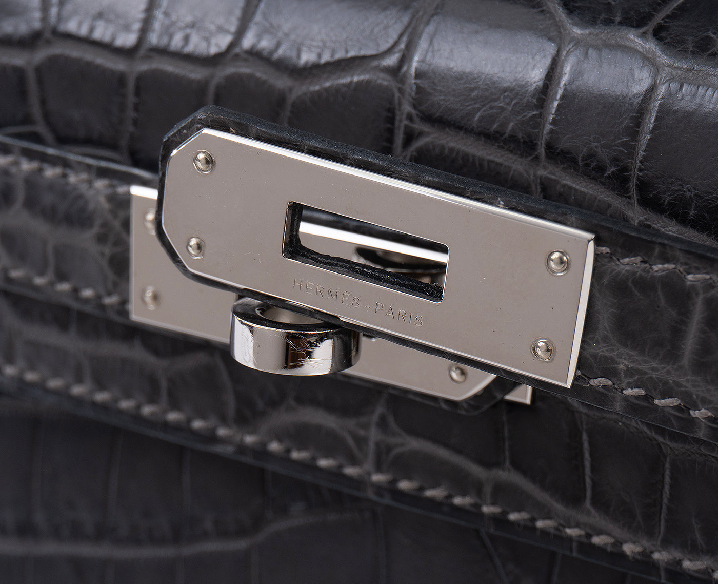 Hermes Kelly Cut Matte Grey Niloticus Crocodile PHW