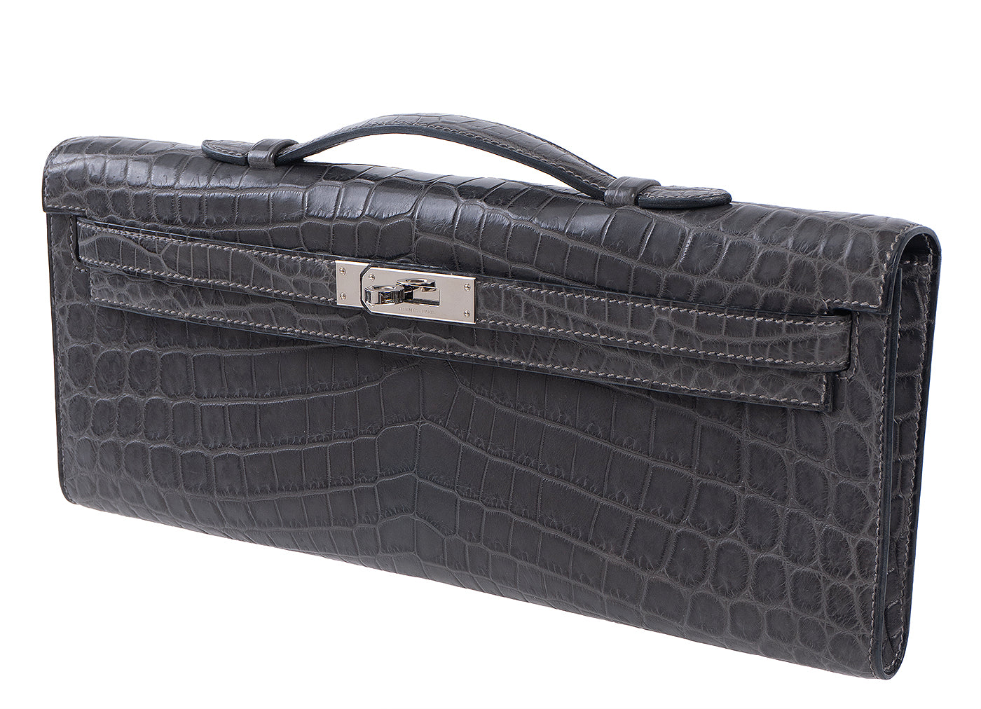 Hermes Kelly Cut Matte Grey Niloticus Crocodile PHW