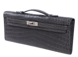 Hermes Kelly Cut Matte Grey Niloticus Crocodile PHW