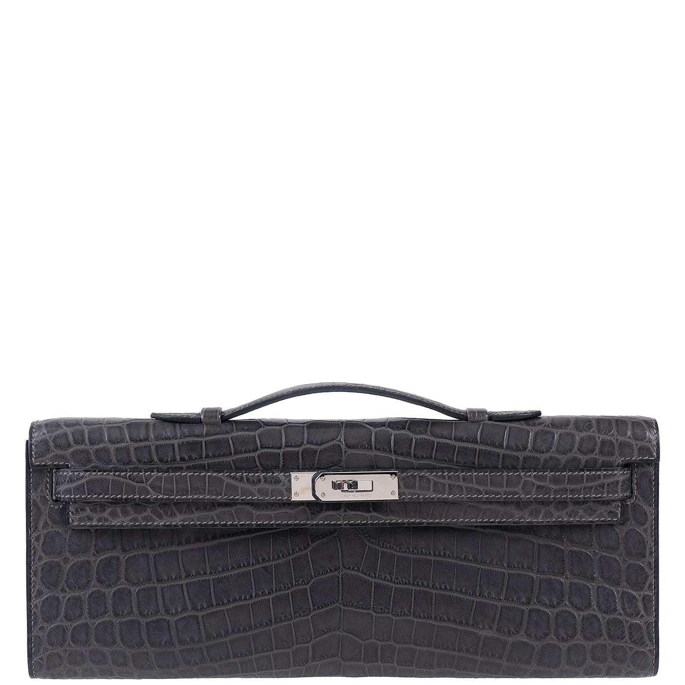 Hermes Kelly Cut Matte Grey Niloticus Crocodile PHW