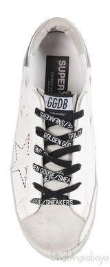 Golden goose White Distressed Printed Leather & Suede Sneakers