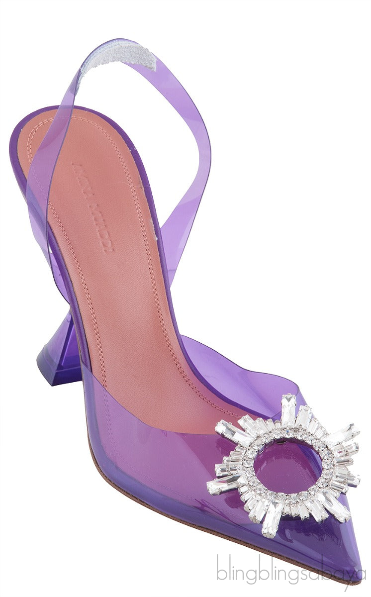 Purple Begum Crystal-embellished PVC Slingback