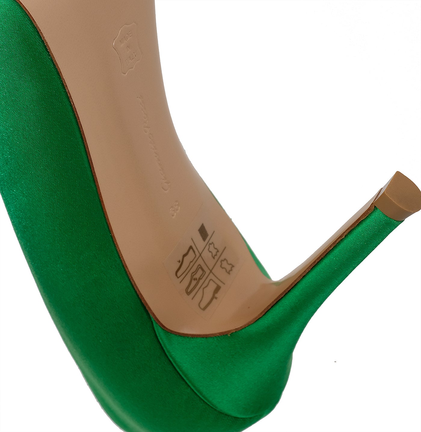 Gianvito Rossi Green Satin Pointed Toe Heels
