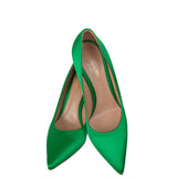 Gianvito Rossi Green Satin Pointed Toe Heels