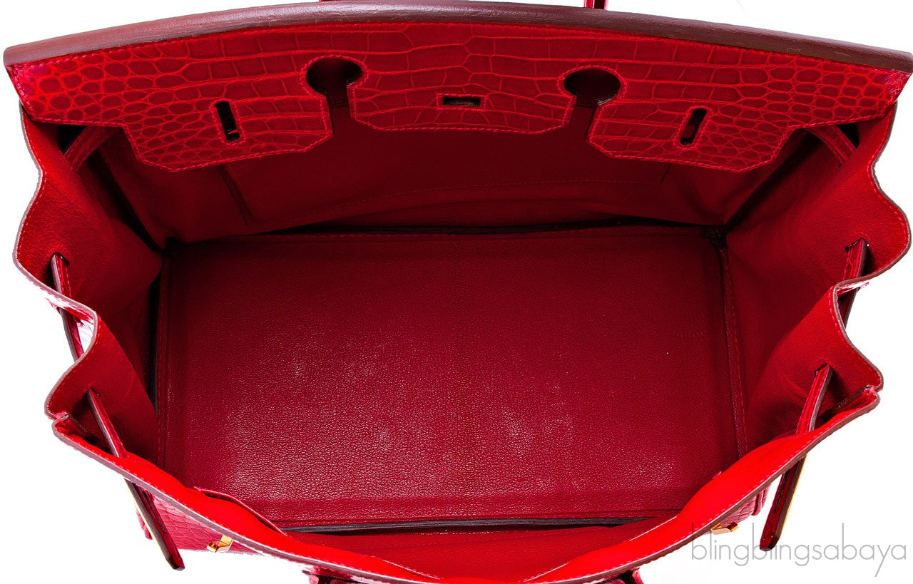 Birkin 35 Red Braise Shiny Croco