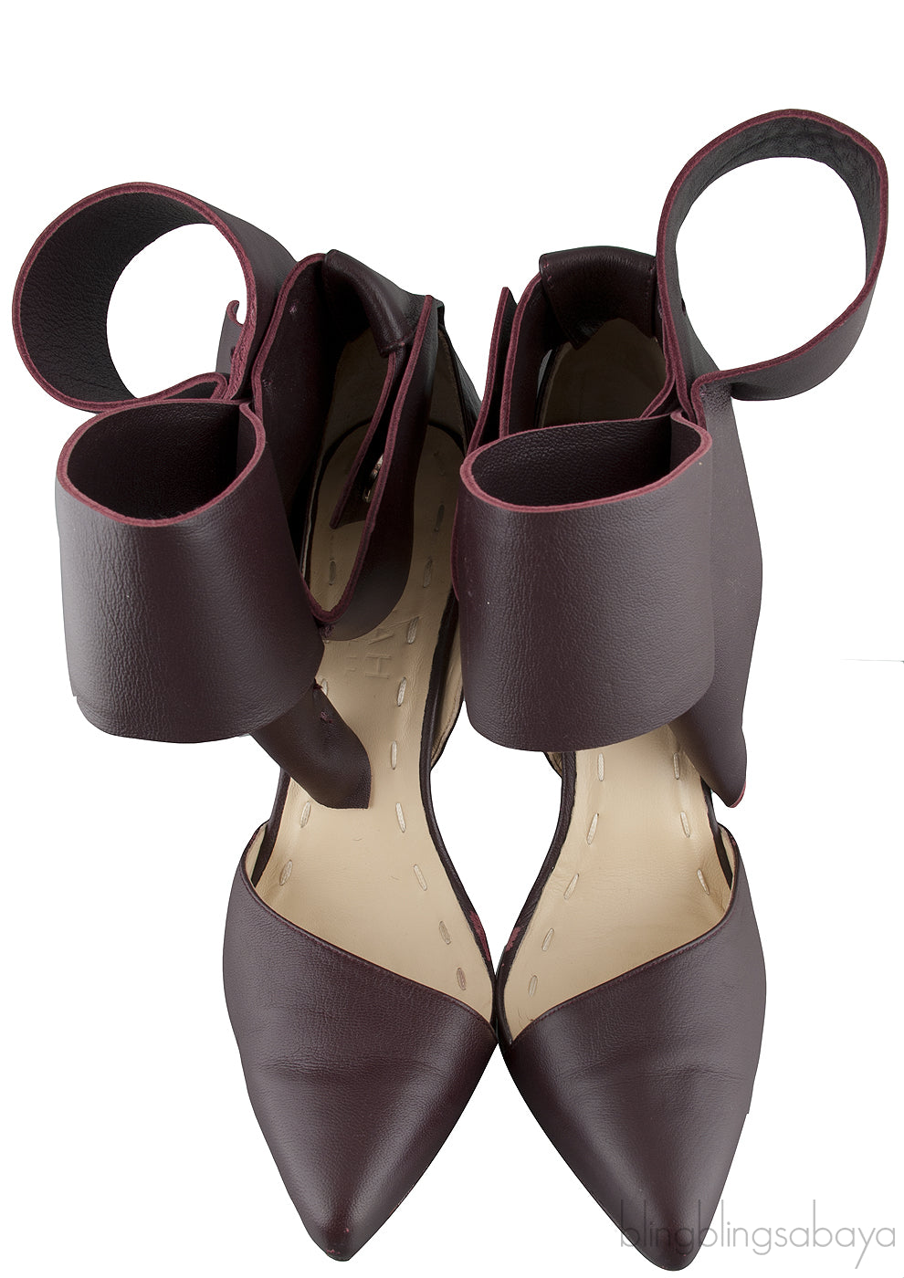 Burgundy Bow Leather Pump