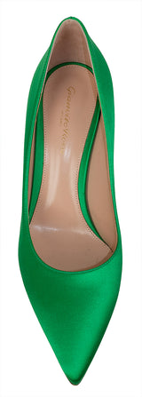 Gianvito Rossi Green Satin Pointed Toe Heels