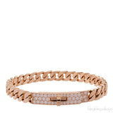 Hermes Kelly Gourmette Link 18k Rose Gold Diamonds Bracelet
