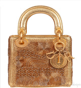 Lady Dior Mini Gold Bead Embellished Bag