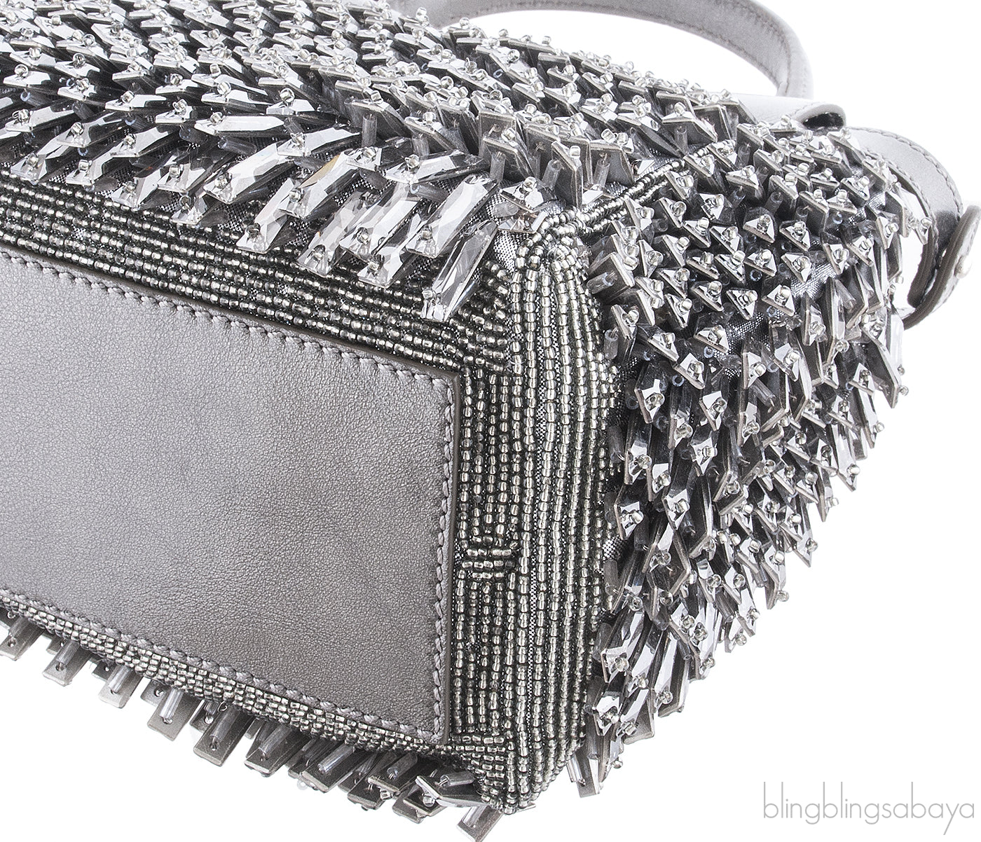 Grey Crystals & Beads Embellished Peekaboo
