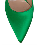 Gianvito Rossi Green Satin Pointed Toe Heels