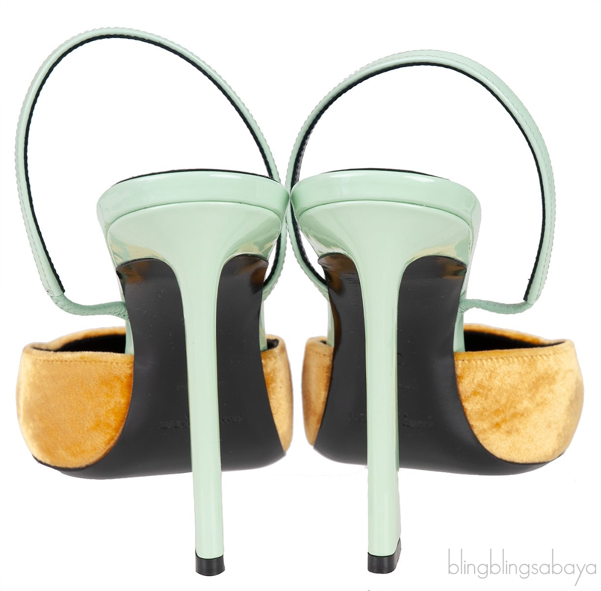 Blade Gold Velvet & Mint Green Slingback Pumps