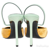 Blade Gold Velvet & Mint Green Slingback Pumps