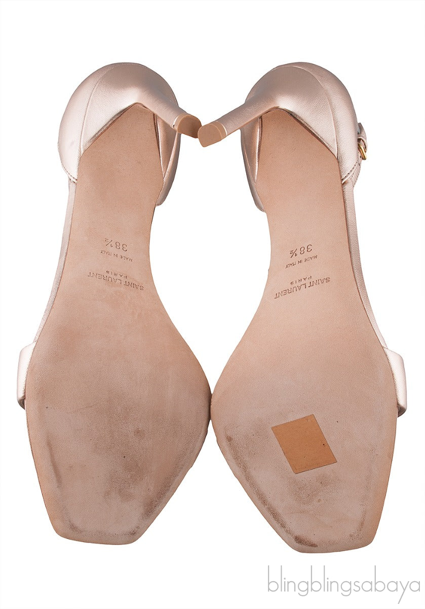 Rose Gold Square Toe Slingback Heels