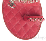 Red Suede & Chain Sandals