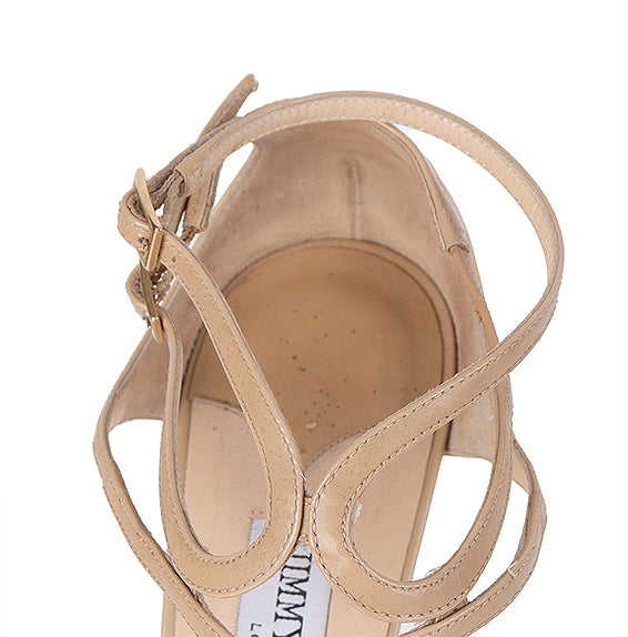 Jimmy Choo Beige Azia Strappy Leather Heels 41